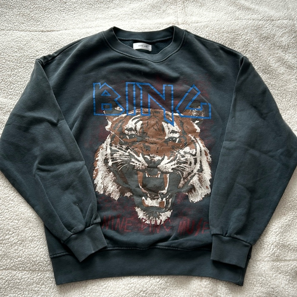Anine Bing Black Tiger Graphic Sweater